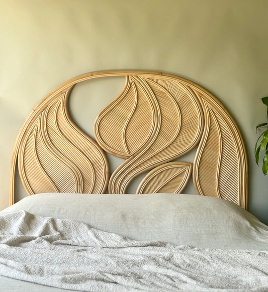 Queen Rattan Leaf Headboard