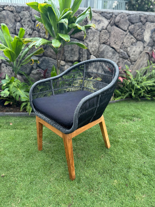 Black Papercord and Teak Chair