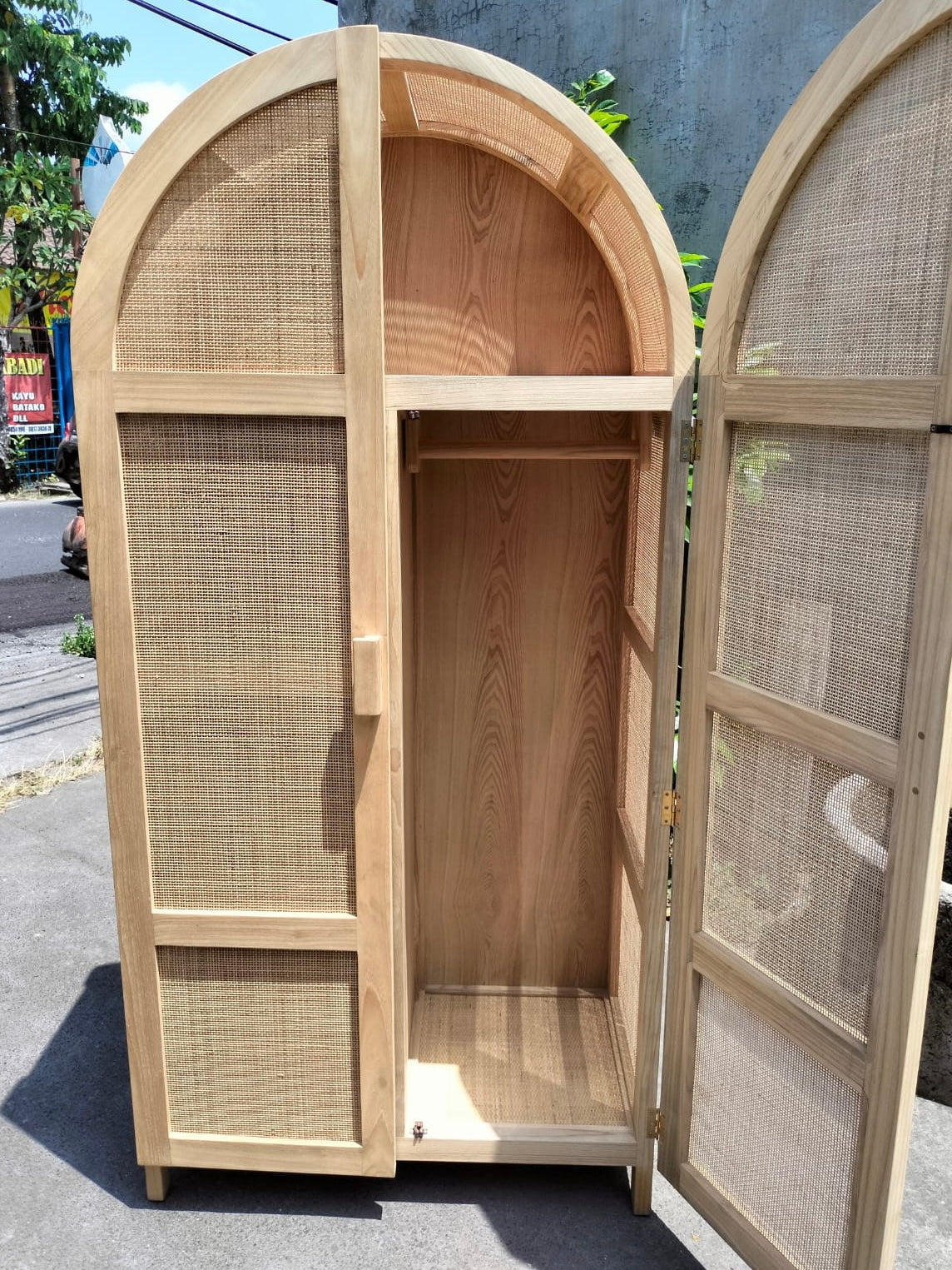 Sungkai and Rattan Armoire