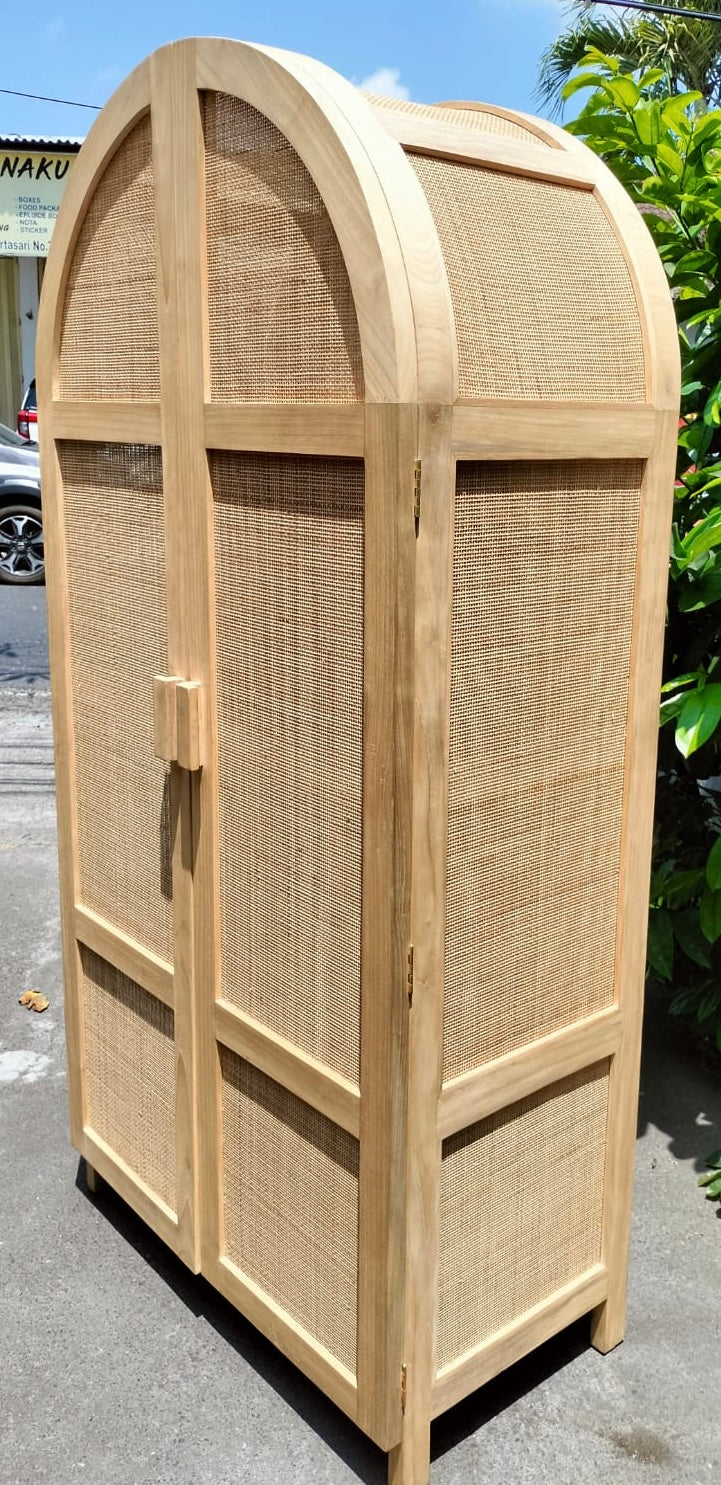 Sungkai and Rattan Armoire