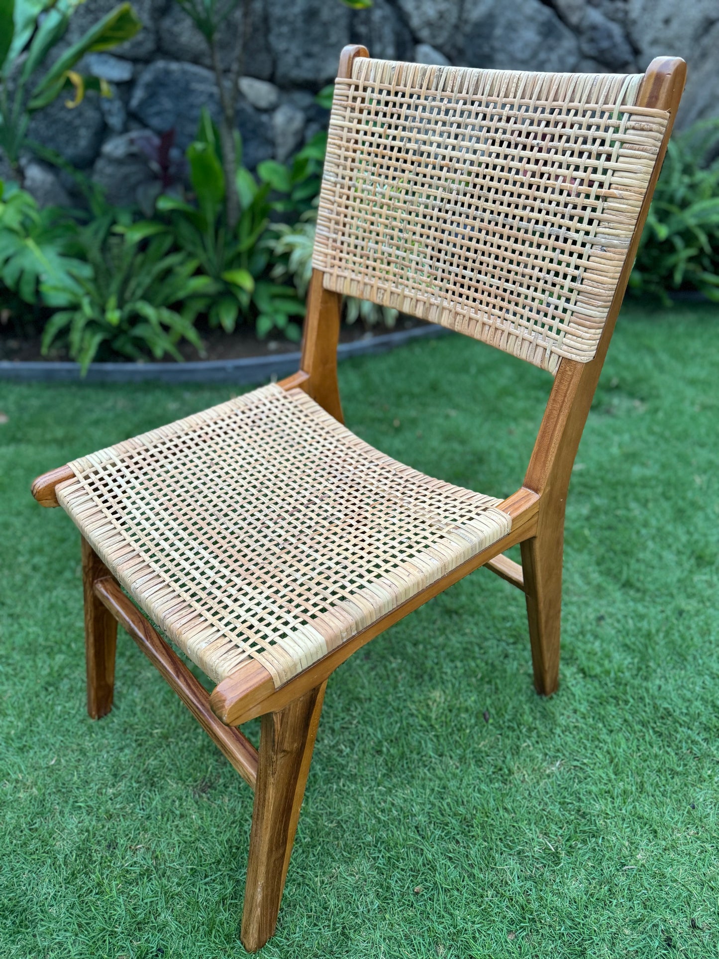 Teak and Rattan Chair